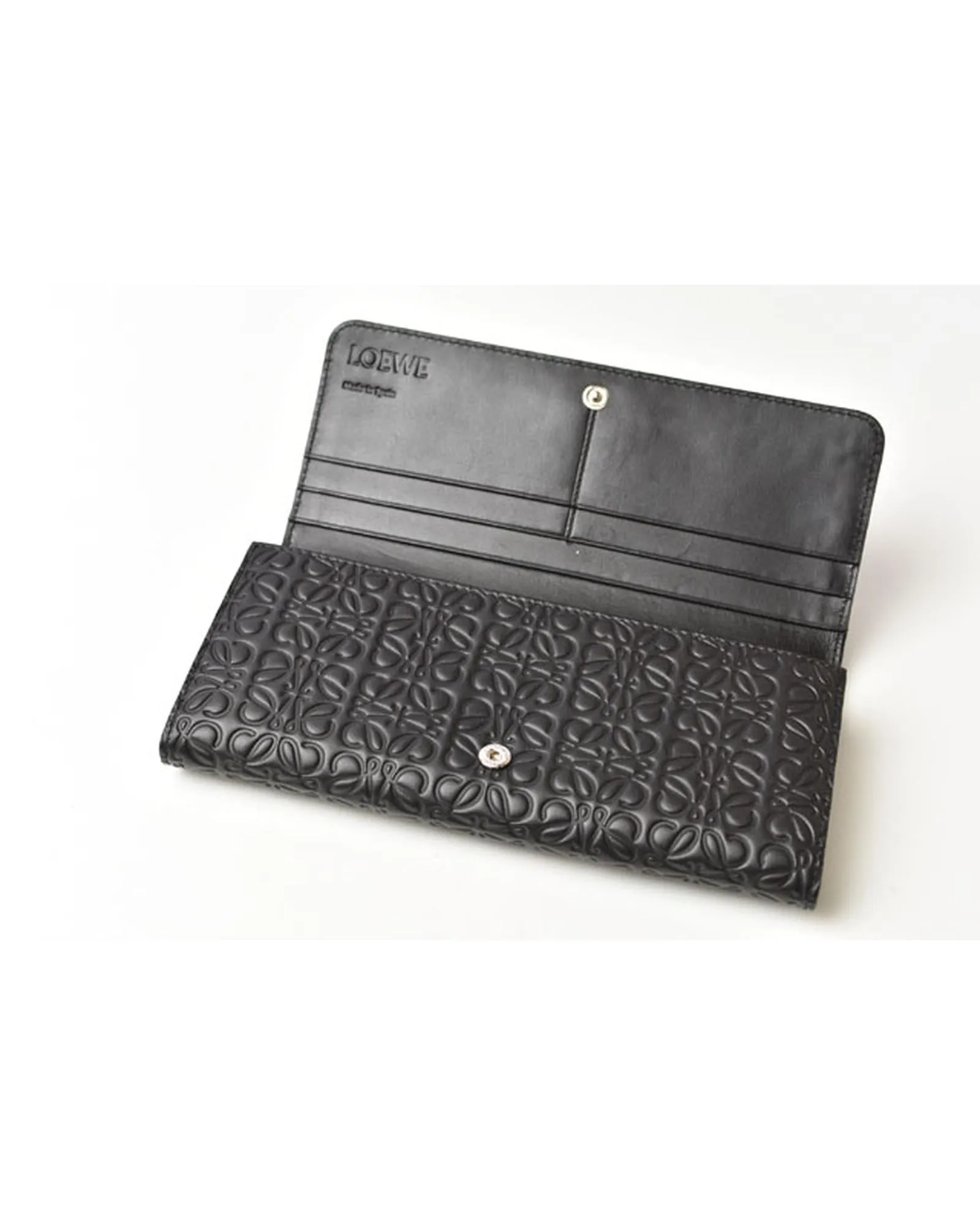 Anagram Calfskin Long Wallet in Black by Loewe
