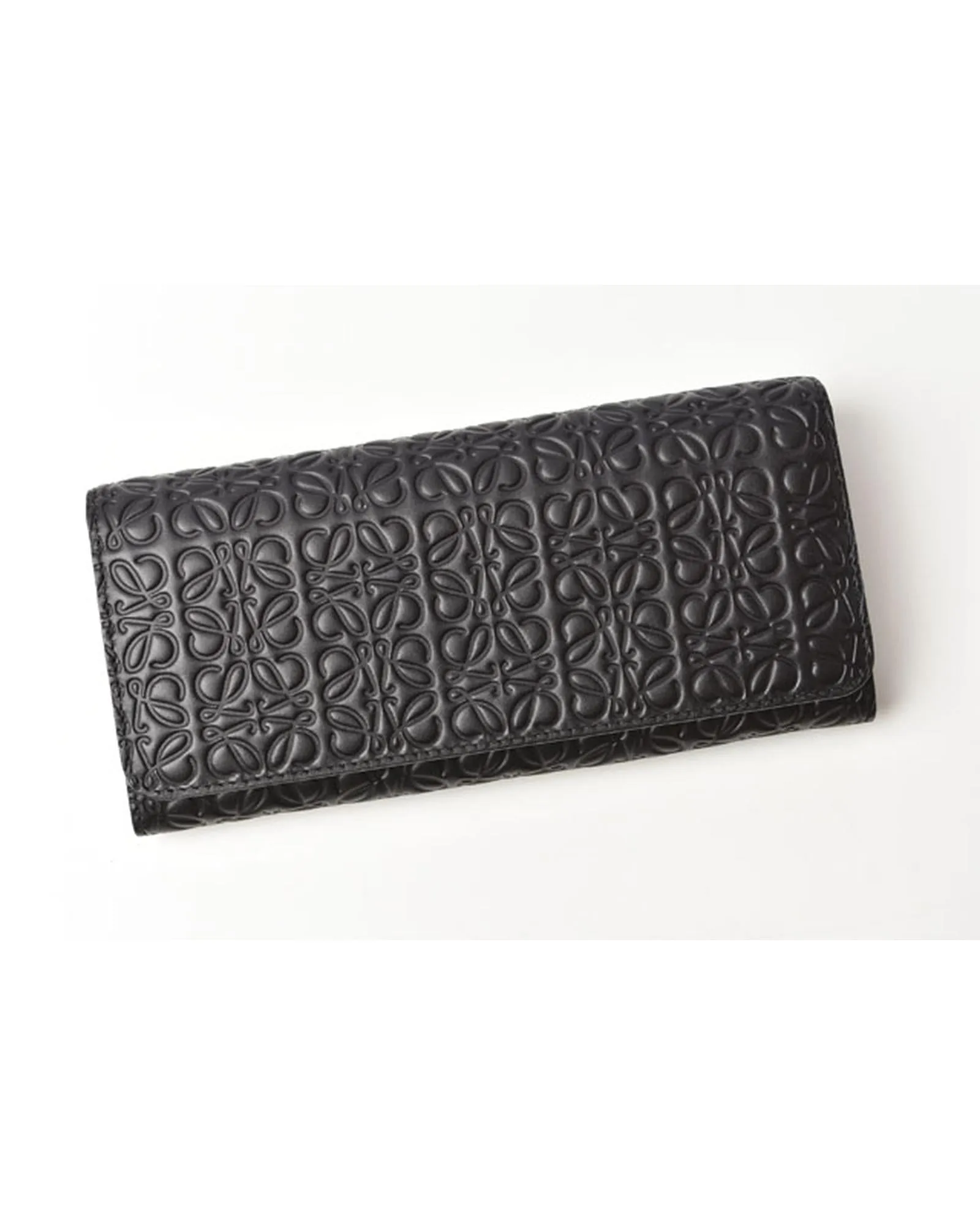 Anagram Calfskin Long Wallet in Black by Loewe