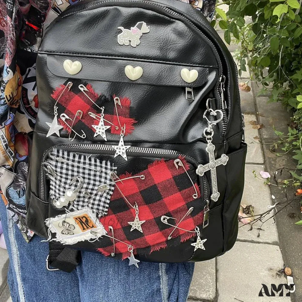 Bag Star Large Harajuku School Leather PU Punk Patch Capacity Gothic Y2K