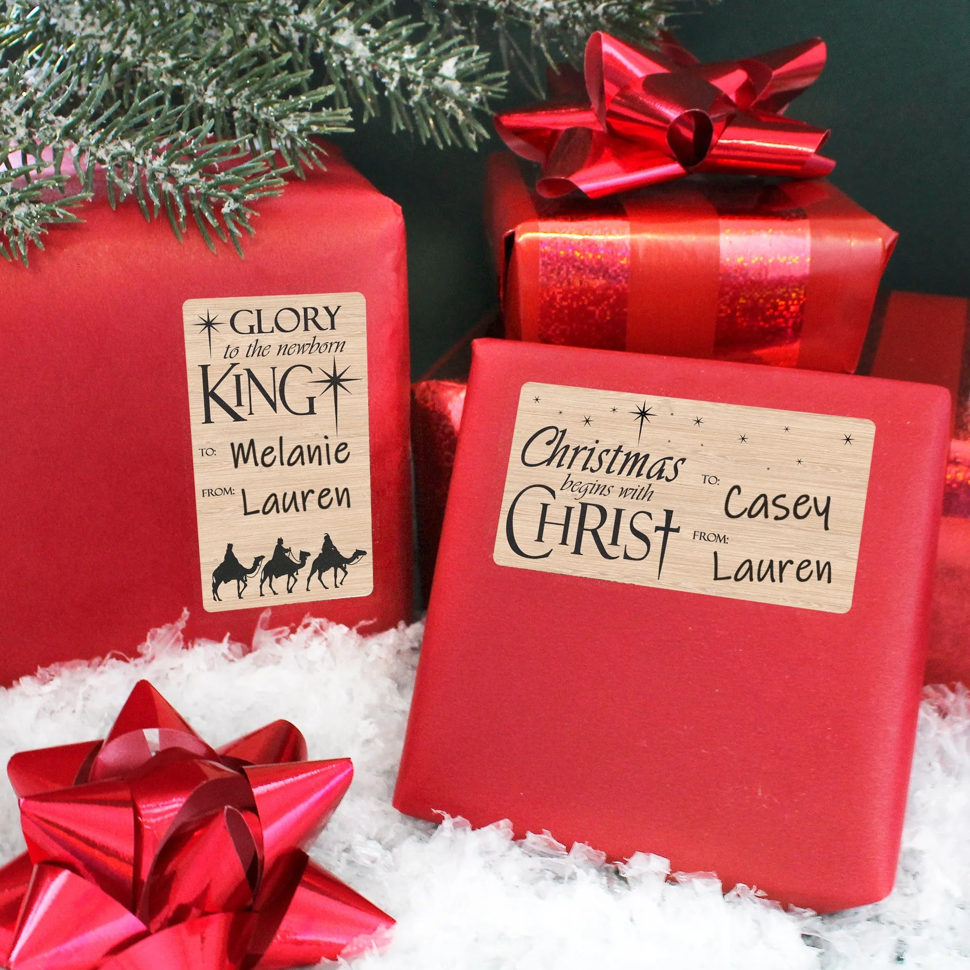Christmas Gift Tag Stickers: Christian Nativity Silhouette - 75 Stickers