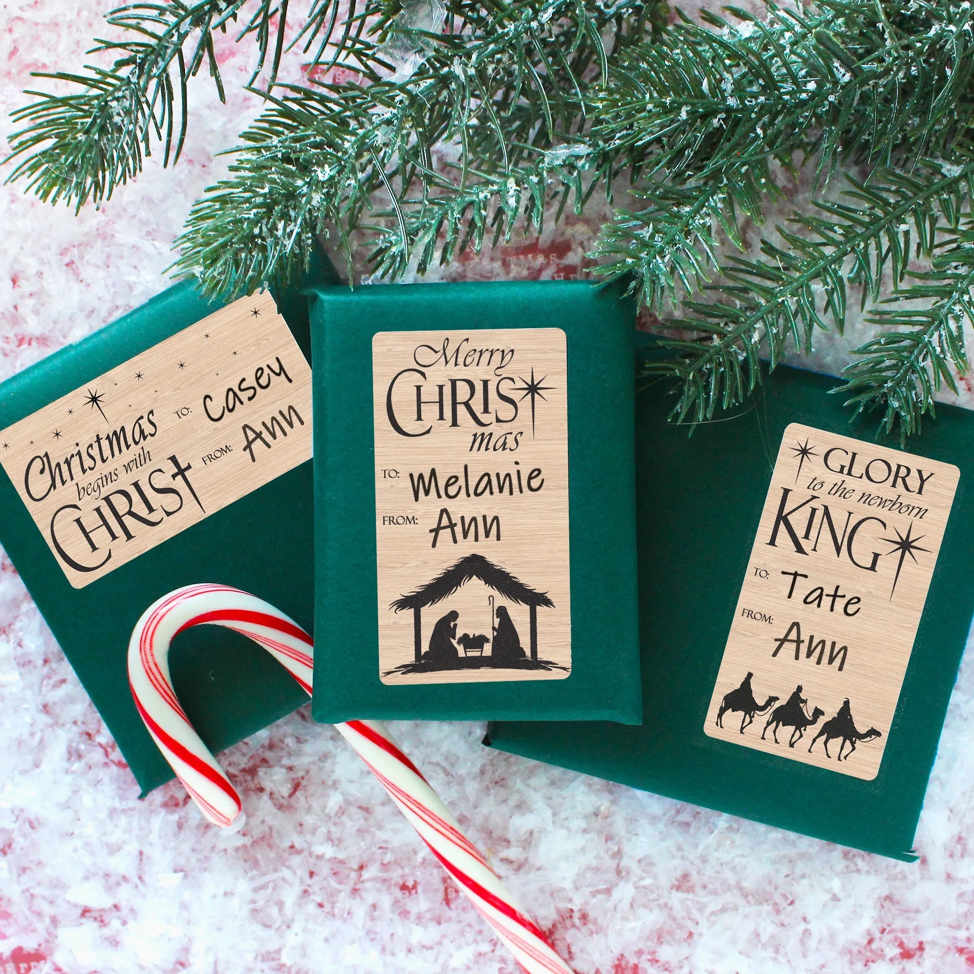 Christmas Gift Tag Stickers: Christian Nativity Silhouette - 75 Stickers