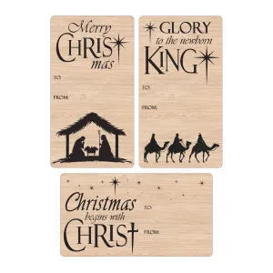 Christmas Gift Tag Stickers: Christian Nativity Silhouette - 75 Stickers