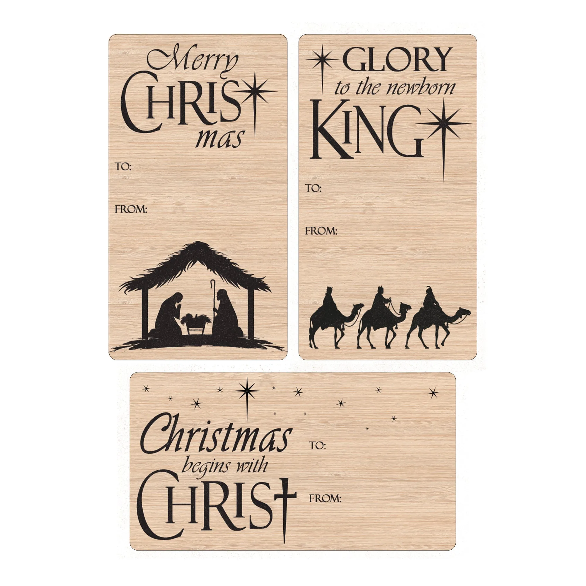 Christmas Gift Tag Stickers: Christian Nativity Silhouette - 75 Stickers