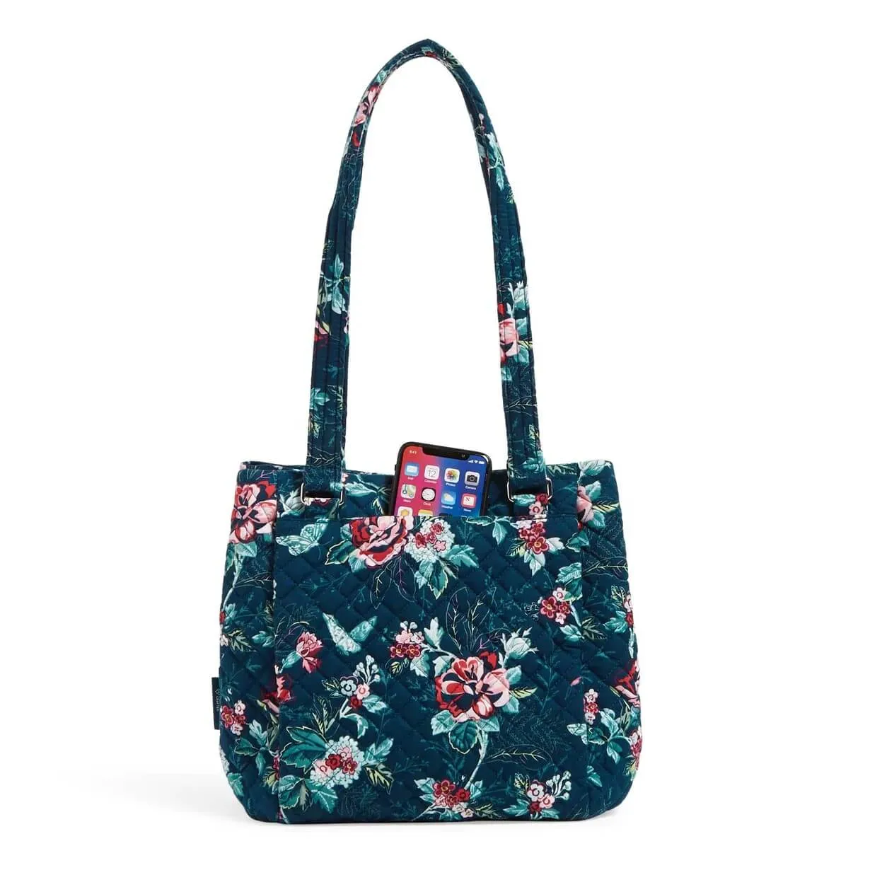 Cotton Vera Bradley Multi-Compartment Shoulder Satchel Purse, blue/light blue/pink