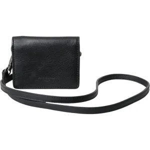 Dolce & Gabbana Black Leather Bifold Sling Women Card Holder Purse Wallet