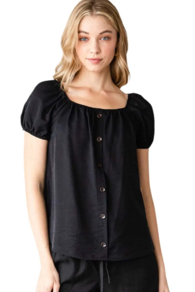 Front Button Blouse Style 5688 in Sage, Black or Pink