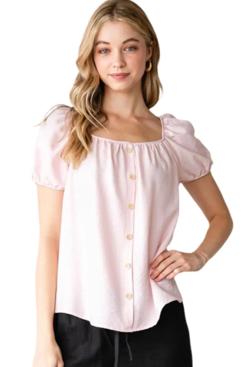 Front Button Blouse Style 5688 in Sage, Black or Pink