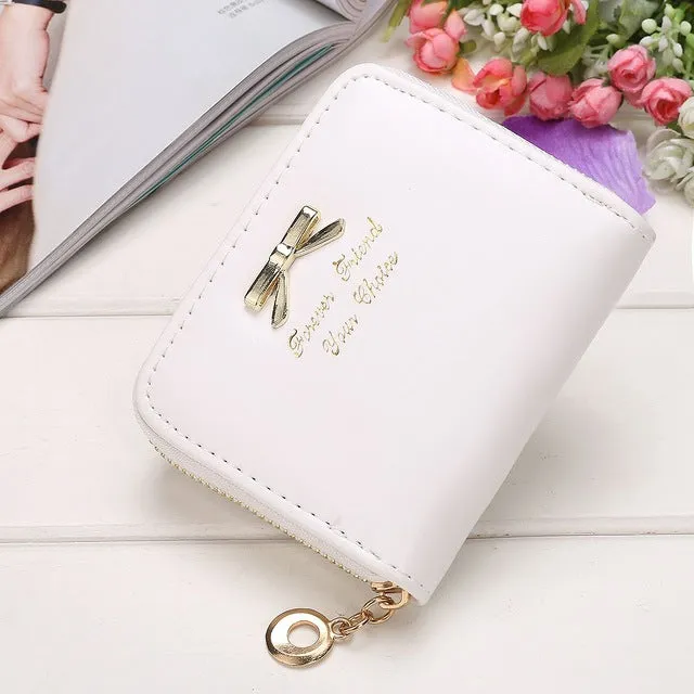 High quality PU Artificial Leather Bowknot Small Purse Wallet