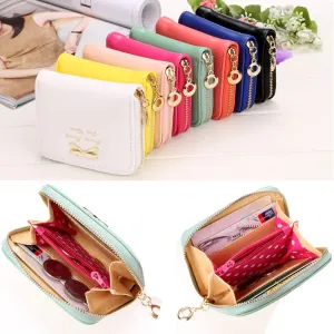 High quality PU Artificial Leather Bowknot Small Purse Wallet