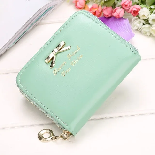 High quality PU Artificial Leather Bowknot Small Purse Wallet