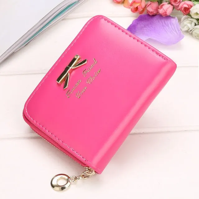 High quality PU Artificial Leather Bowknot Small Purse Wallet