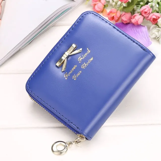 High quality PU Artificial Leather Bowknot Small Purse Wallet