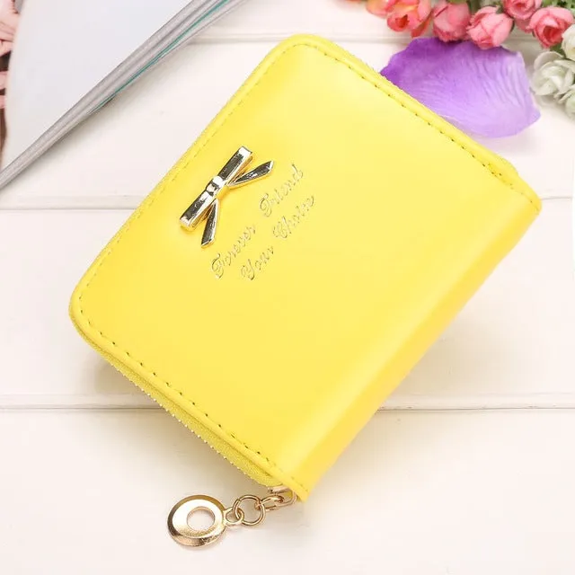 High quality PU Artificial Leather Bowknot Small Purse Wallet