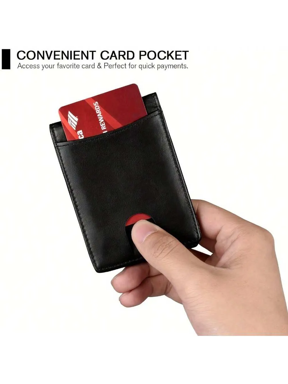 Leather Slim Wallet For Men RFID Blocking Bifold Minimalist Front Pocket Mens Wallet With Money Clip Thin