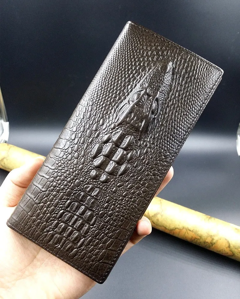 Long Crocodile Design Real Cowhide Genuine Leather Wallet