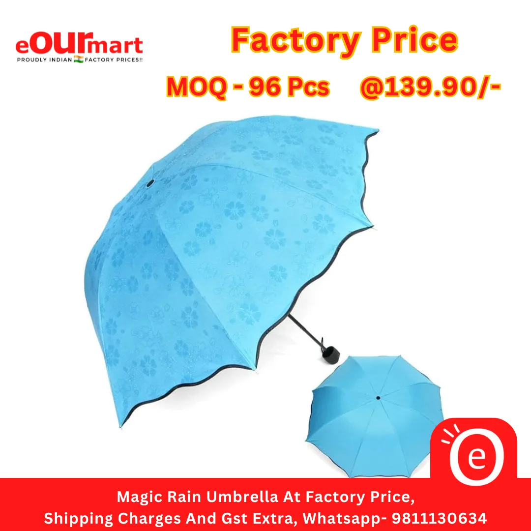 Magic Rain Umbrella for Sun UV Protection and Rainy Season, 21 Inch - 3 Fold Manual Umbrella (Multicolor)