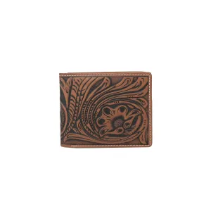 Montana West Genuine Tooled Leather Collection Mens Wallet - Brown - MWSW001BR