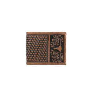 Montana West Genuine Tooled Leather Collection Mens Wallet - Brown - MWSW002BR