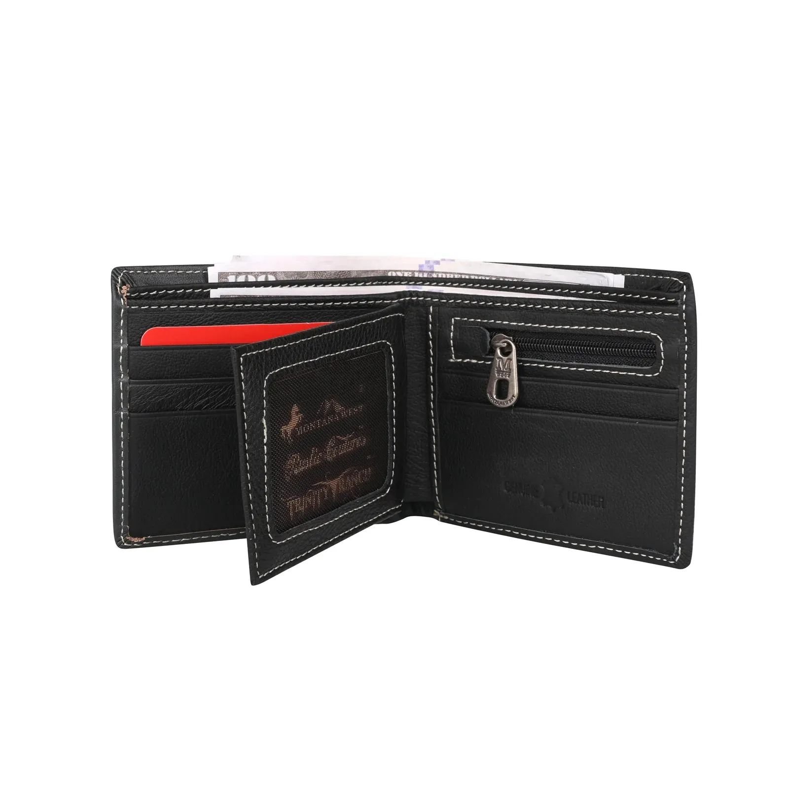 Montana West Genuine Tooled Leather Collection Mens Wallet - Brown - MWSW002BR