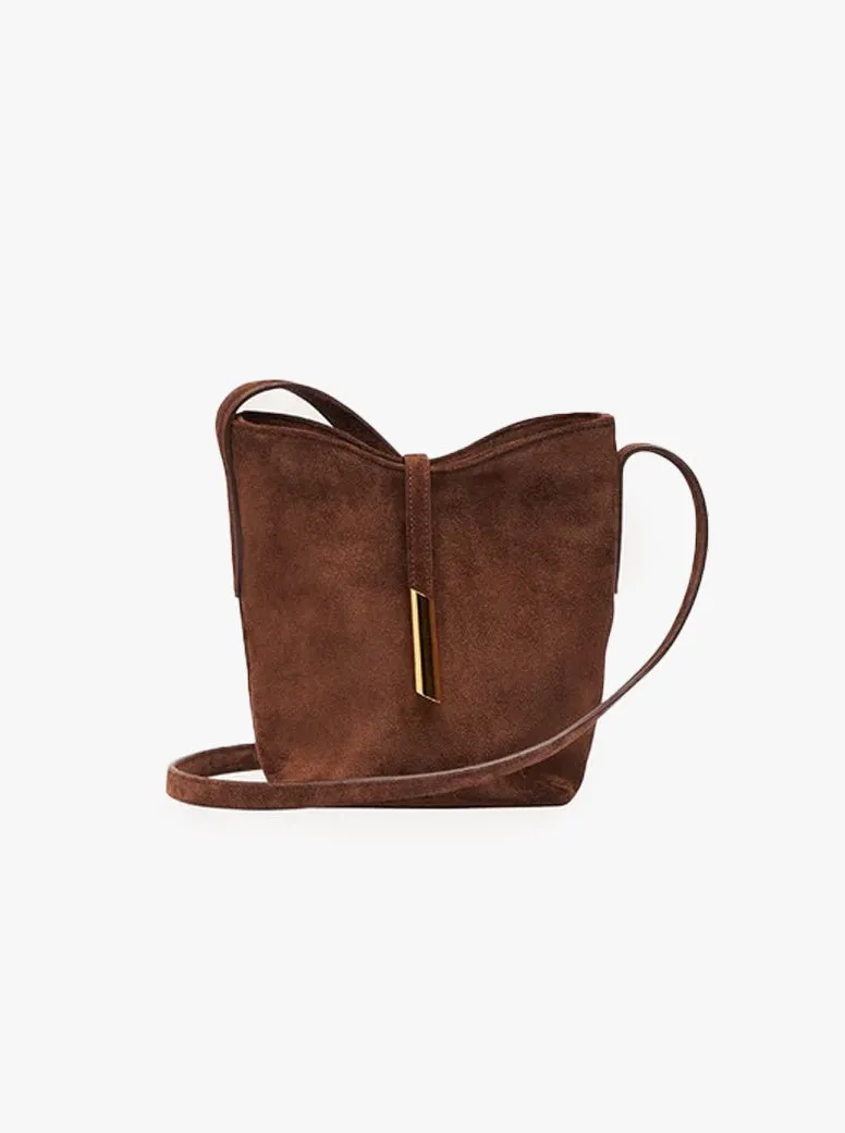 Penne Mini Bucket dark brown suede