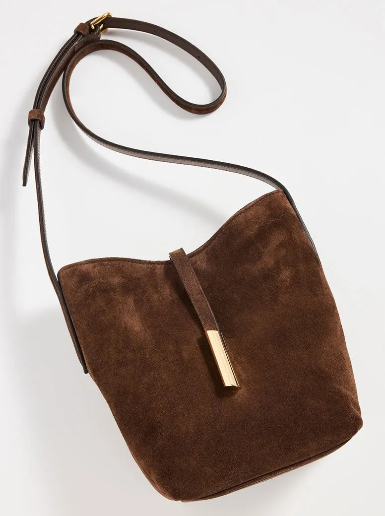 Penne Mini Bucket dark brown suede