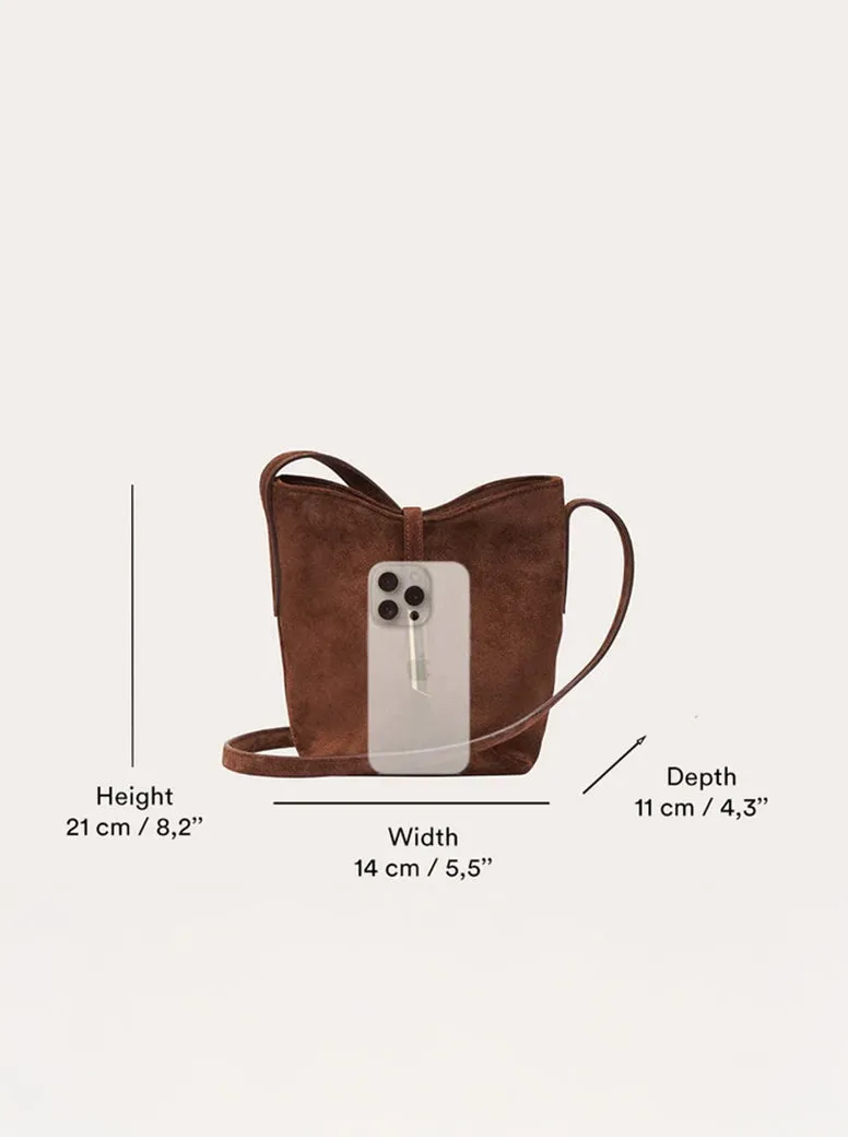 Penne Mini Bucket dark brown suede