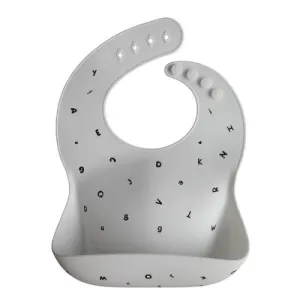 Silicone Baby Bib - Letters White by Mushie & Co