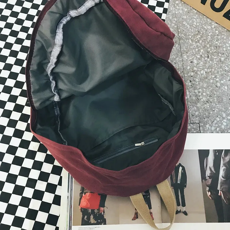 Sohiwoo Casual Canvas Women's Backpack Unisex Student Schoolbag For Teenage Girl Cotton Rucksack Large Capacity Travel Backpack