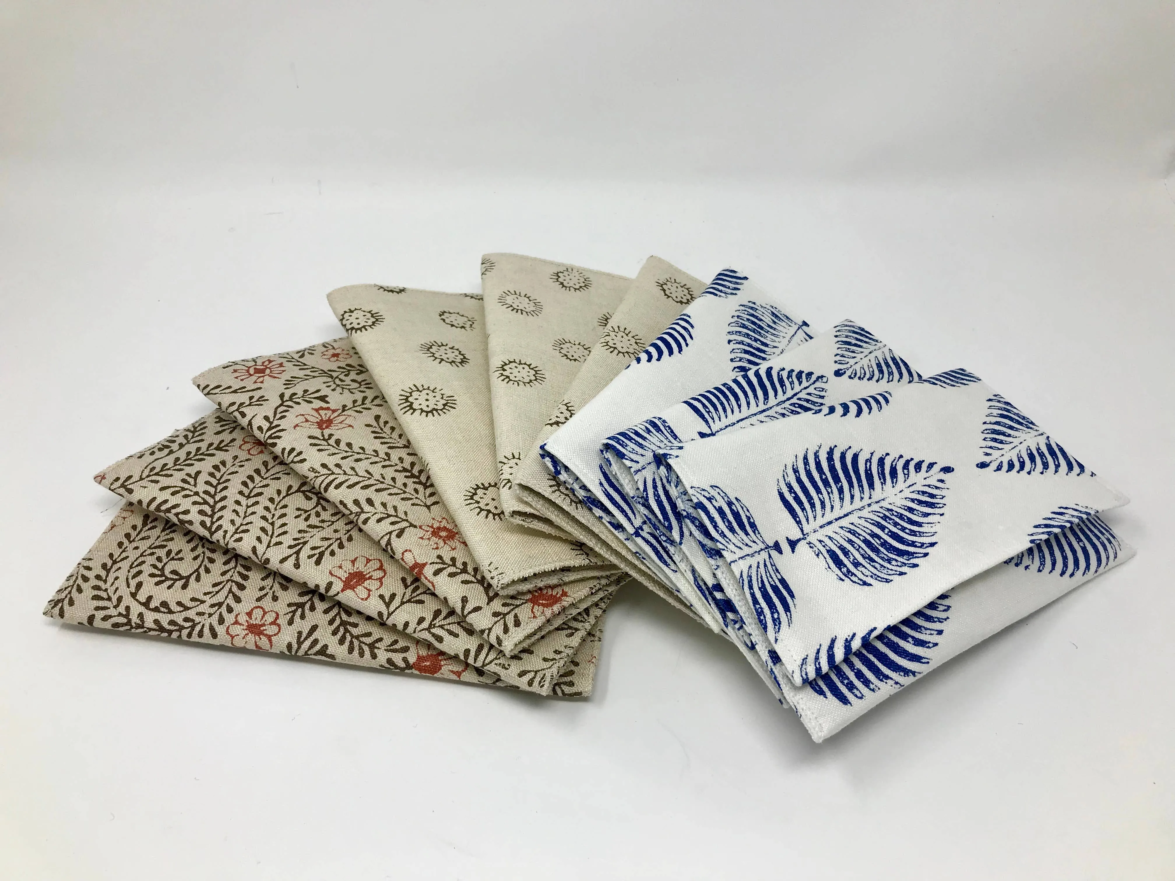Standard Wallet: Natural Burst Block Print Linen