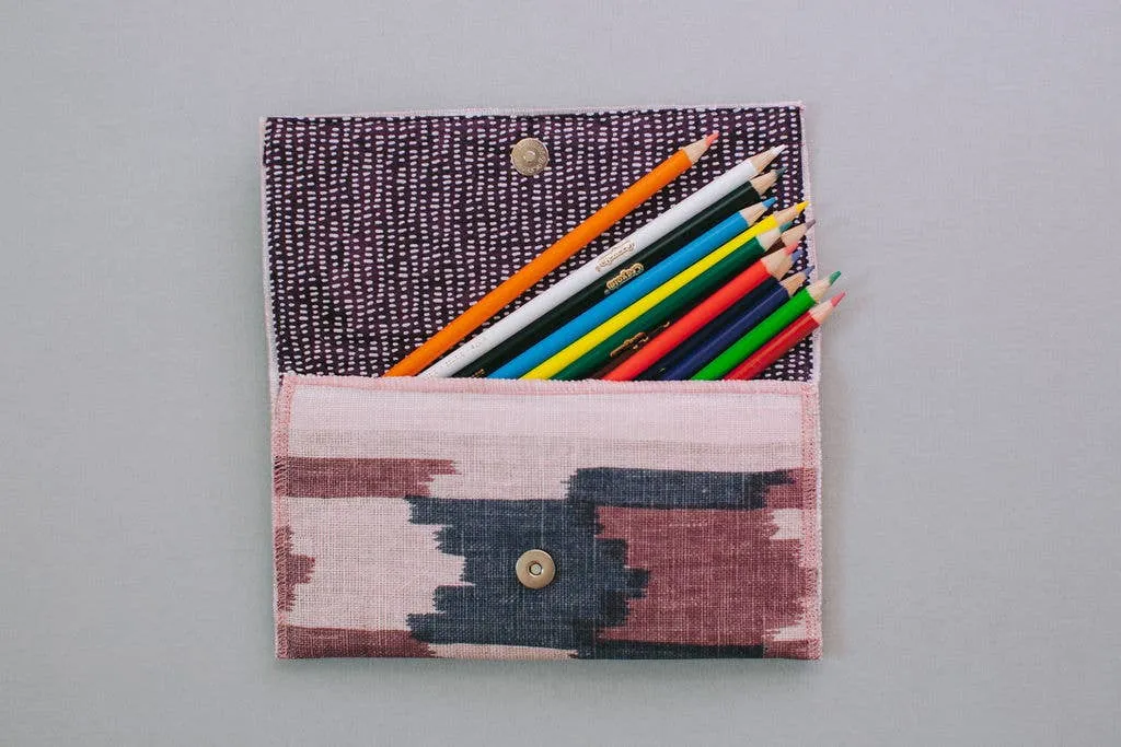 Standard Wallet: Natural Burst Block Print Linen