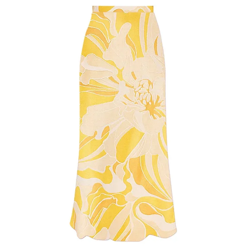 TEEK - Yellow 3D Flowers Off Shoulder Swimsuit Swimwear
