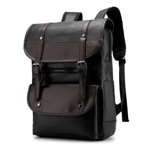 Vbiger PU Leather Trendy Business Backpacks Large-capacity Laptop Bags