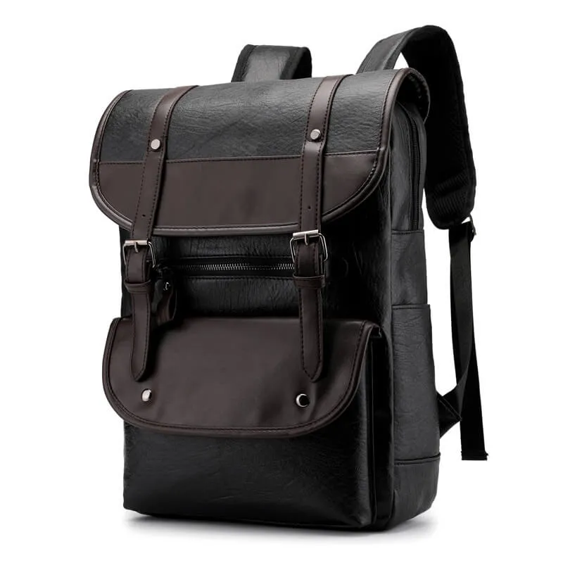 Vbiger PU Leather Trendy Business Backpacks Large-capacity Laptop Bags