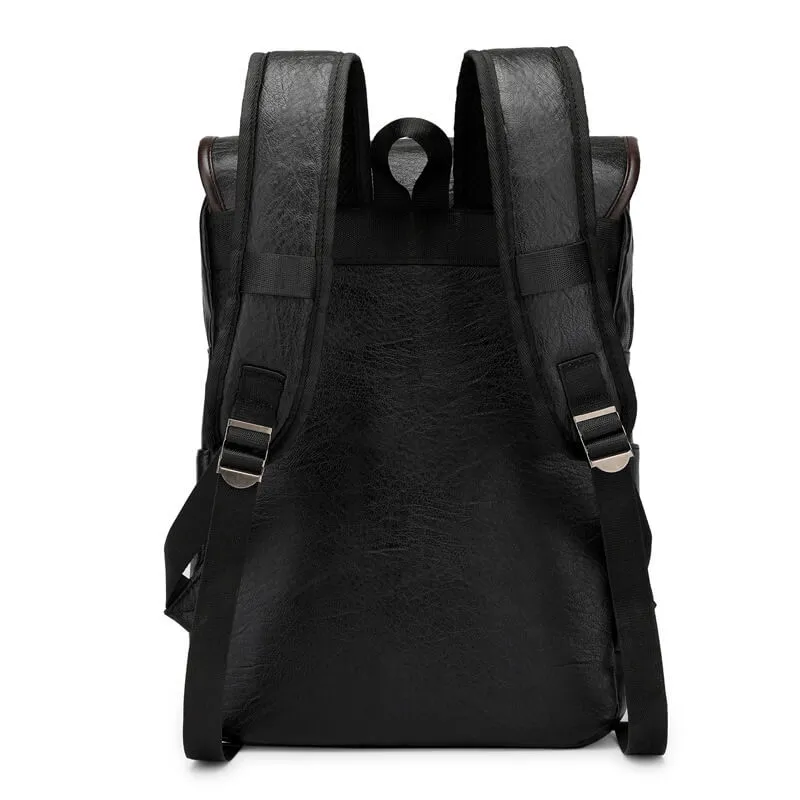 Vbiger PU Leather Trendy Business Backpacks Large-capacity Laptop Bags