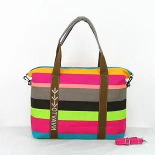 Women Canvas Messenger Bag Female Shoulder Bags Ladies Beach Top-Handle Bags Stripe Tote Shopping Purse Bolsa Large Handbags