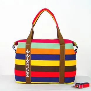 Women Canvas Messenger Bag Female Shoulder Bags Ladies Beach Top-Handle Bags Stripe Tote Shopping Purse Bolsa Large Handbags