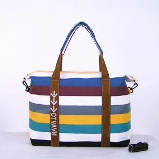 Women Canvas Messenger Bag Female Shoulder Bags Ladies Beach Top-Handle Bags Stripe Tote Shopping Purse Bolsa Large Handbags